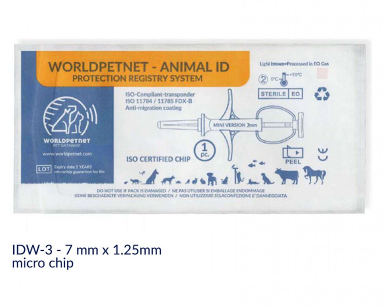 PET MICROCHIP FOR ANIMAL IDW 3 CODE 900 7MMX1.25MM MICRO WORLDPETNET animal database animal ID check microchip register your dog cat